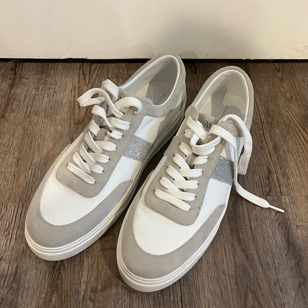 Stuart Weitzman White and Gray Women's Sneakers